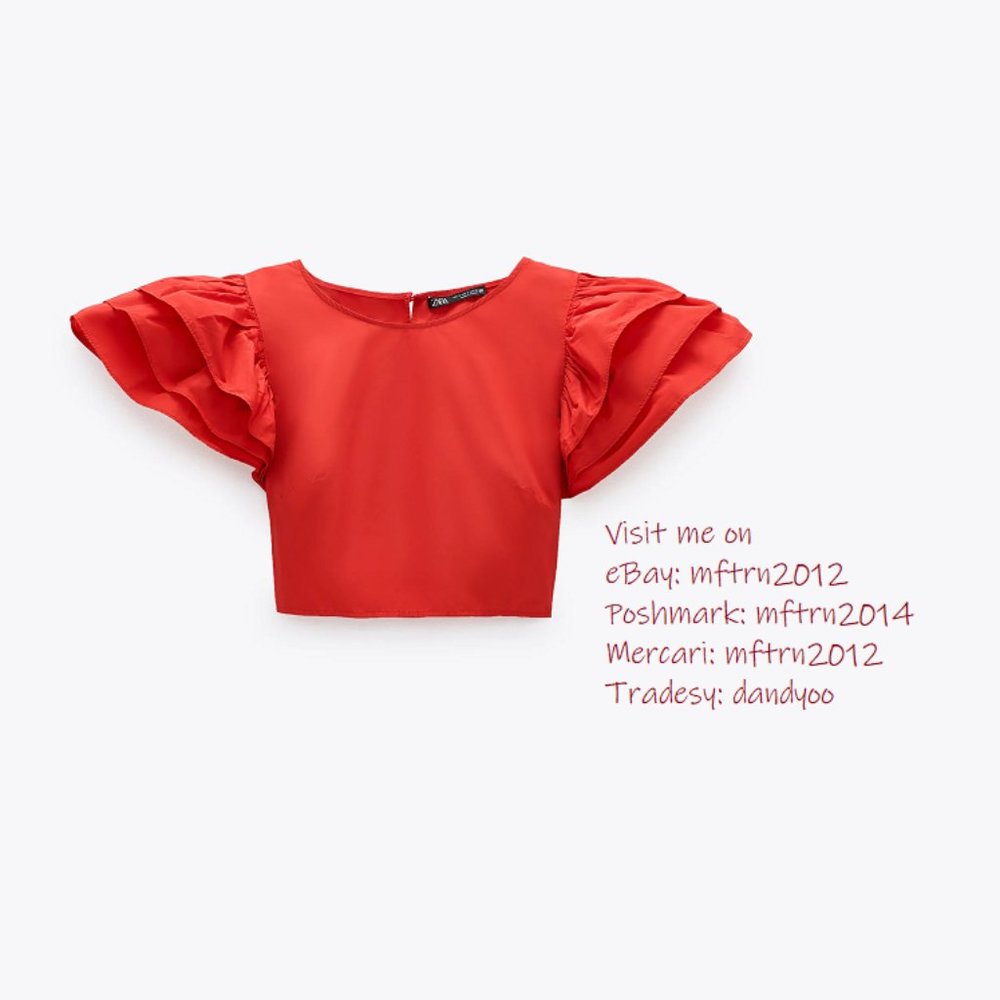 ZARA Crop Top with Ruffled Sleeves - Picture 11 of 11